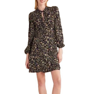 Boden Tiered Mini Dress Size 8R Floral Long Sleeve V Neck Dainty Boho